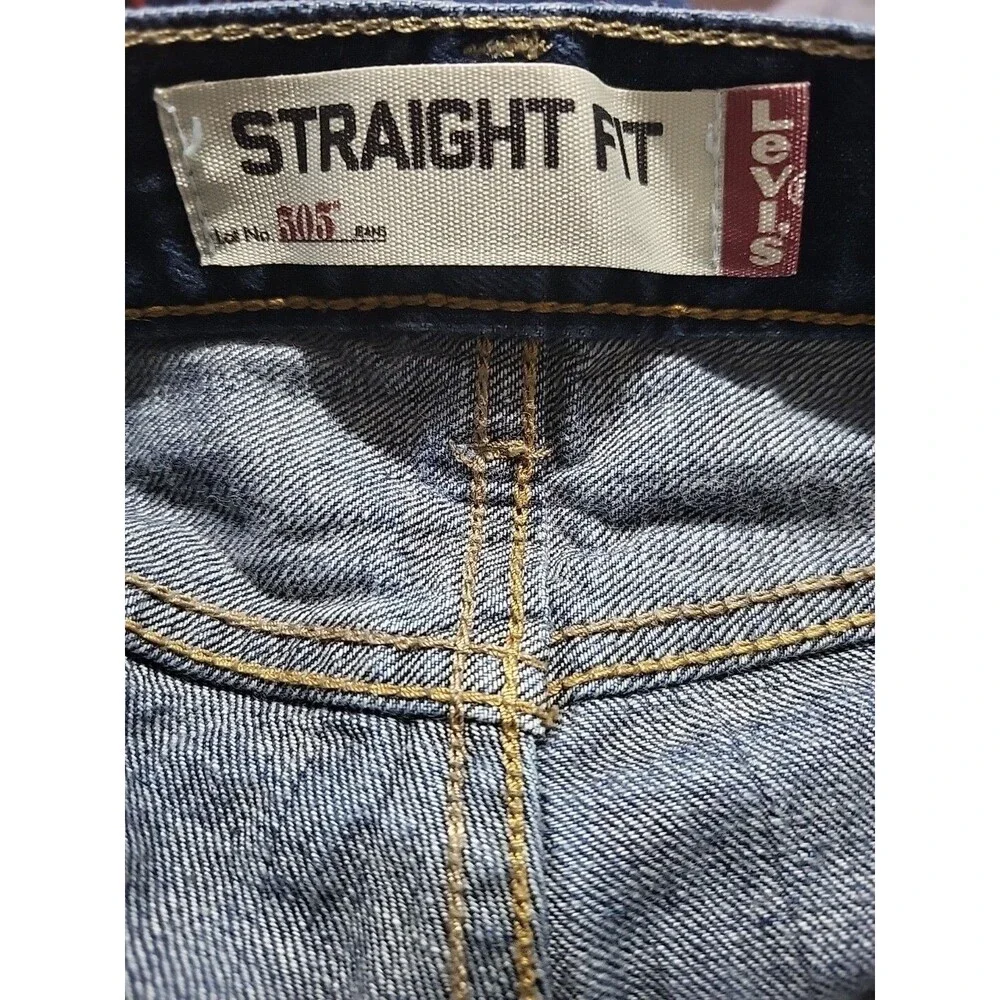 Levi's 505 Straight Jeans Size 40x32 Mens Mid Rise Dark Wash Blue
